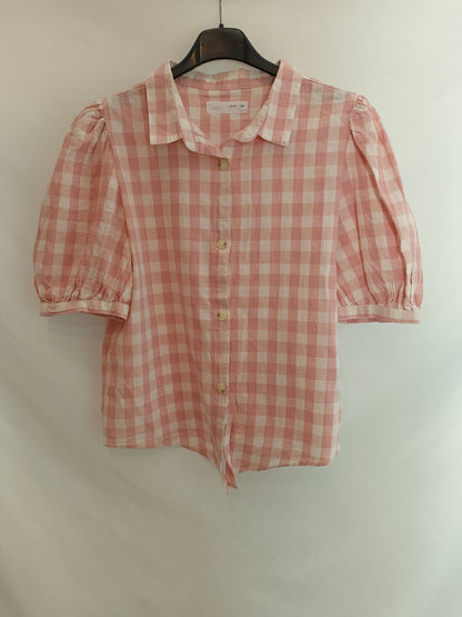 ZARA. Camisa cuadros rosas. T.13-14