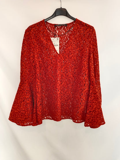 ZARA. Blusa teja encaje. T.S