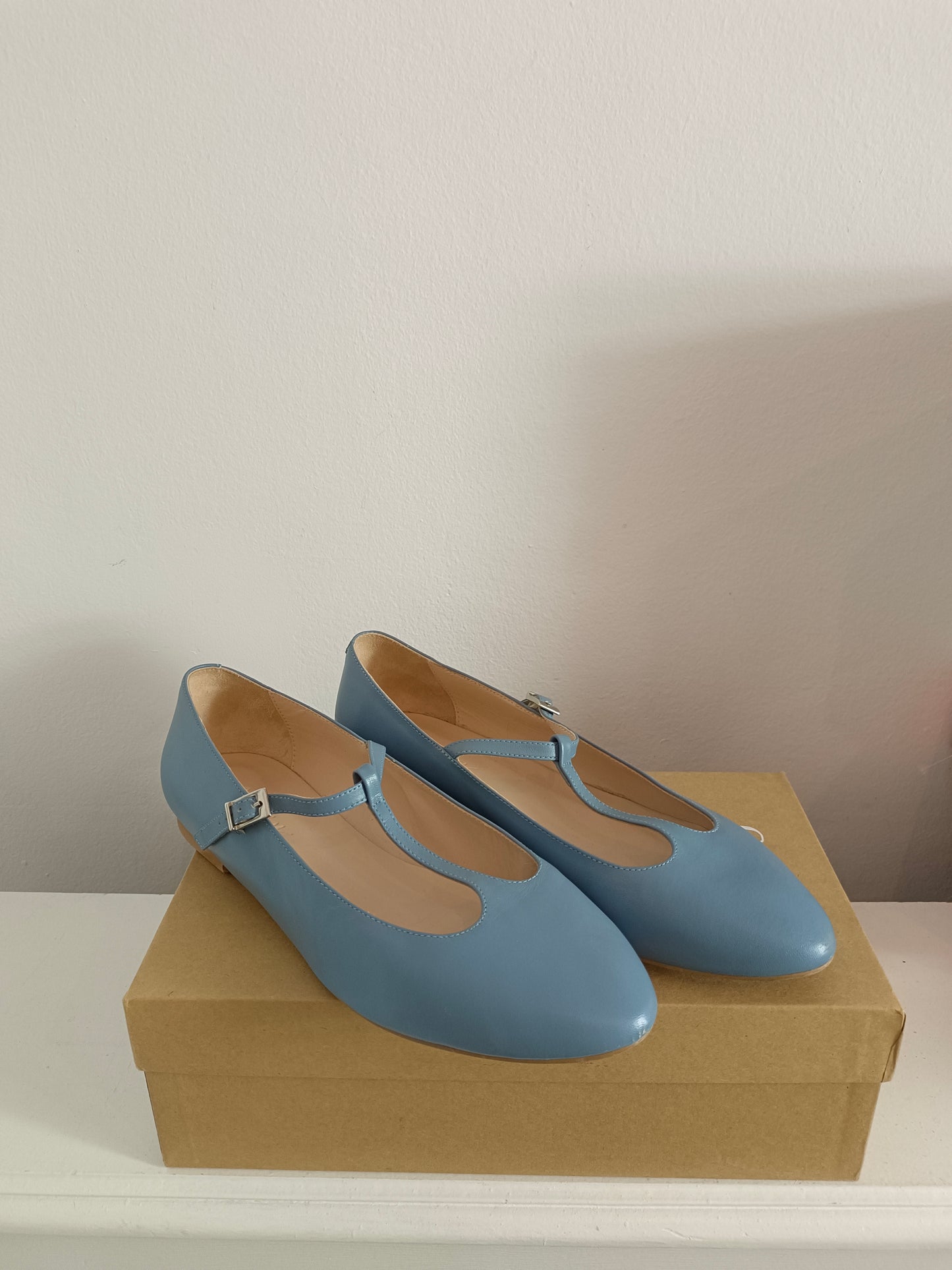 PATSY. Blue leather ballerina. Size 40