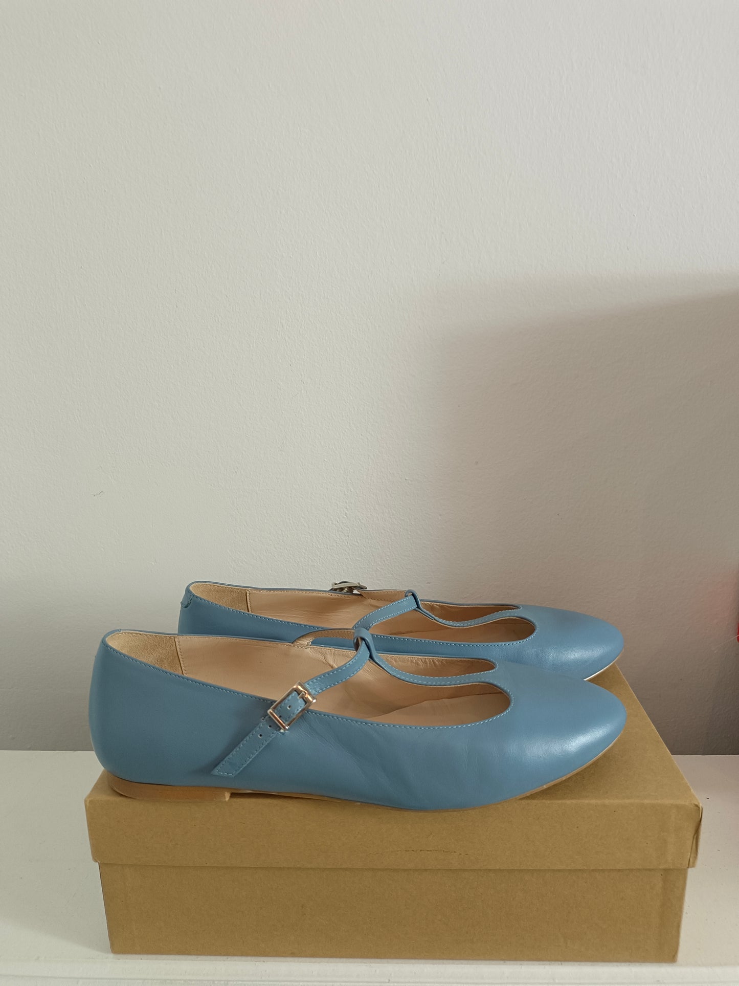 PATSY. Blue leather ballerina. Size 40