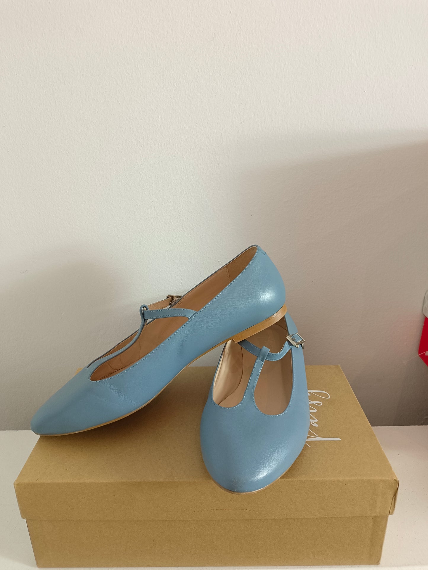 PATSY. Blue leather ballerina. Size 40