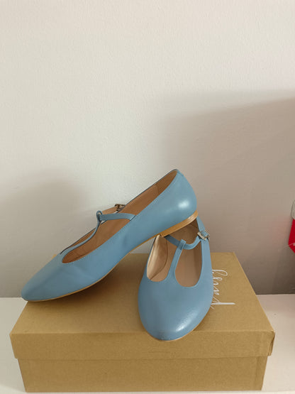 PATSY. Blue leather ballerina. Size 40