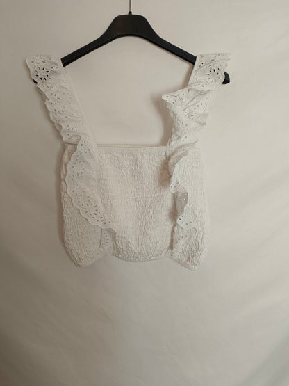 OTRAS. Top blanco nido abeja T.u(s)