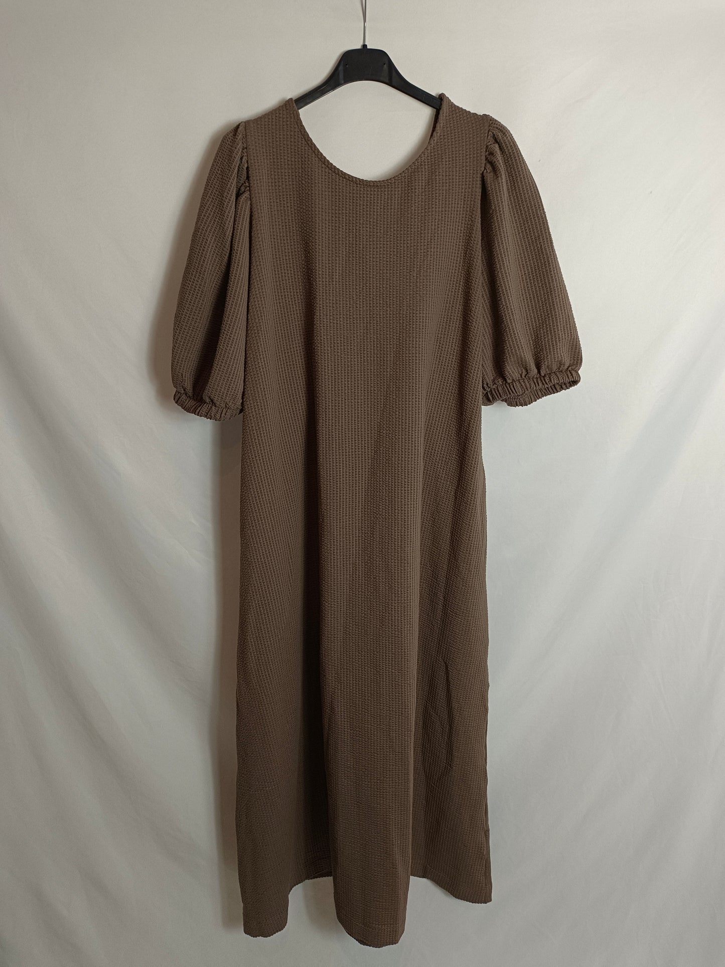 H&M. Vestido largo verde textura T.xl