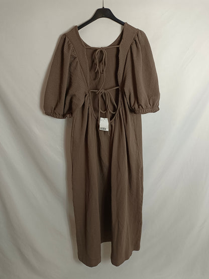 H&M. Vestido largo verde textura T.xl