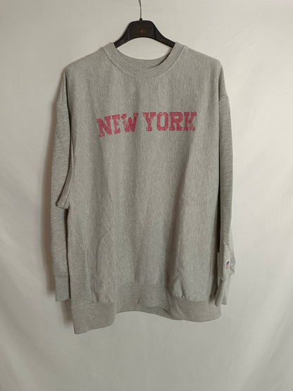 ZARA. Sudadera gris "NEW YORK" T.m