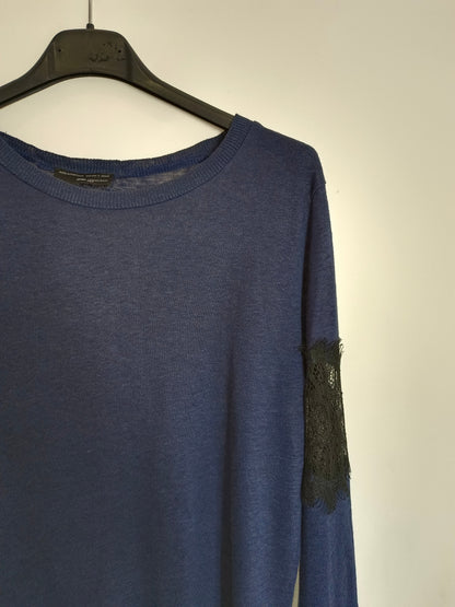 ZARA. Blue lace T-shirt