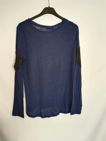 ZARA. Blue lace T-shirt