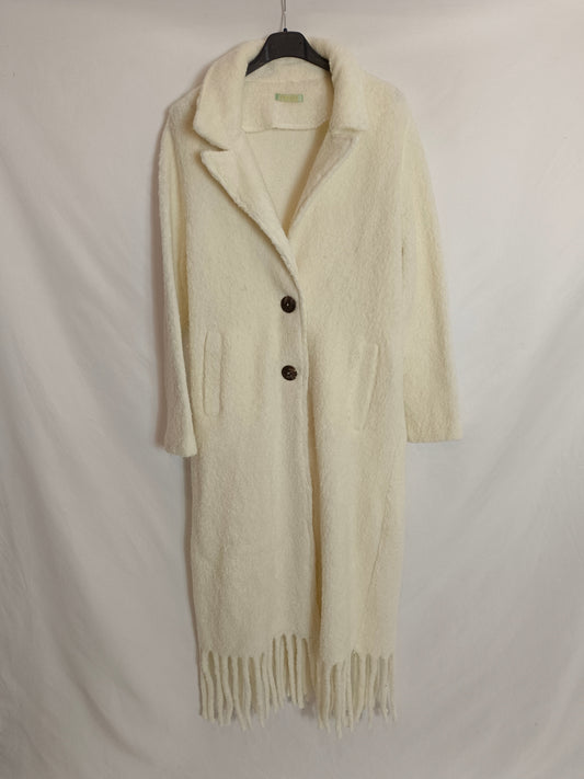 PAROLE. Abrigo blanco flecos T.46 (s/m)