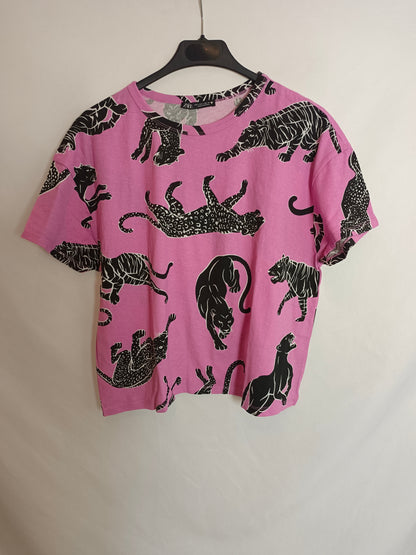ZARA. Pink printed T-shirt
