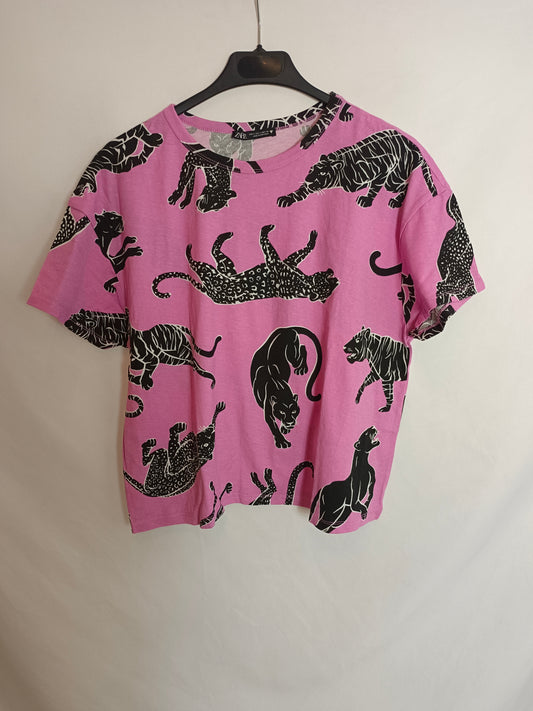 ZARA. Pink printed T-shirt