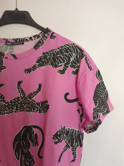 ZARA. Pink printed T-shirt