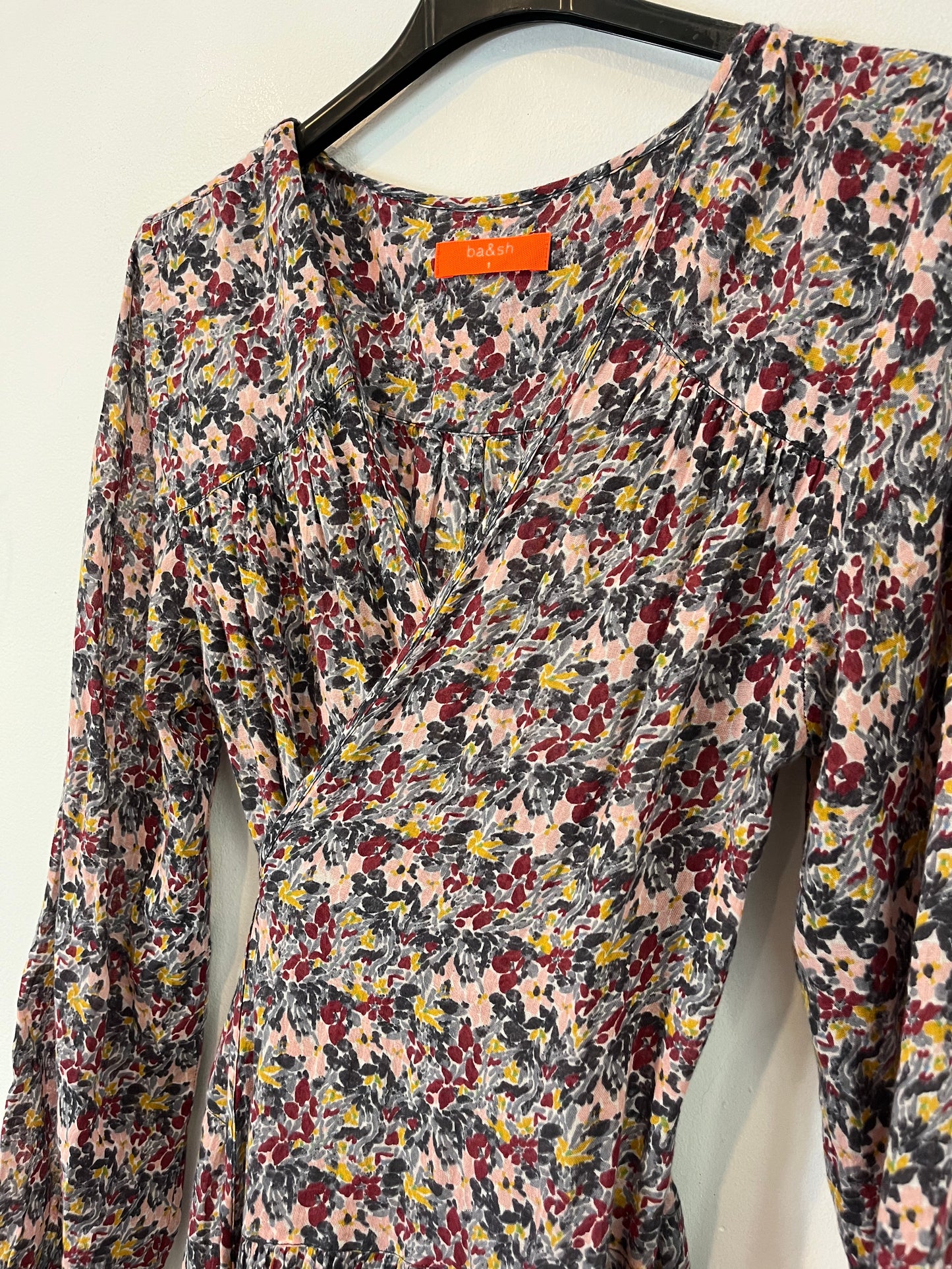 BA&amp;SH. Floral wrap midi dress. T 1 (S)