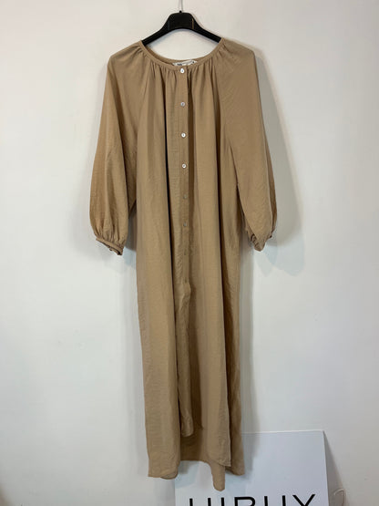 ZARA. Vestido largo beige camisero. T XS