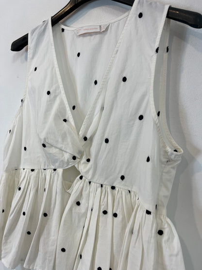 ZARA. Top blanco bordados. T XS/S