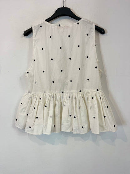 ZARA. Top blanco bordados. T XS/S