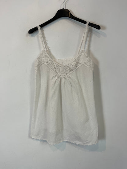 MASSIMO DUTTI. Top blanco plumeti. T S