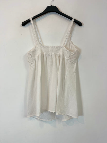 MASSIMO DUTTI. Top blanco plumeti. T S
