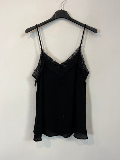 MANGO. Top lencero negro encaje. T S