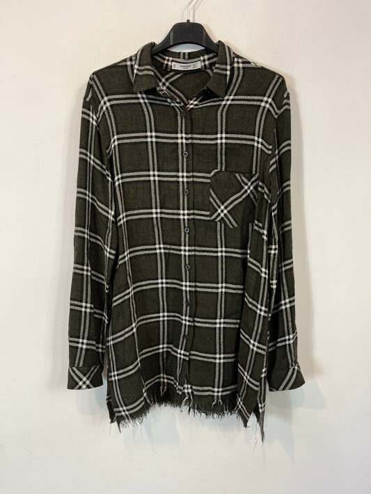 MANGO. Camisa verde cuadros. T M