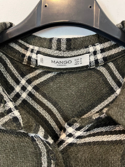 MANGO. Camisa verde cuadros. T M