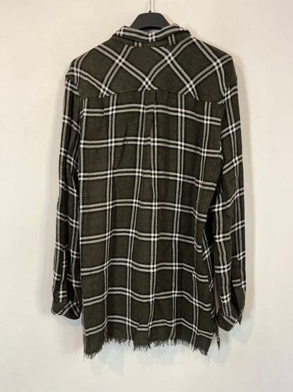 MANGO. Camisa verde cuadros. T M