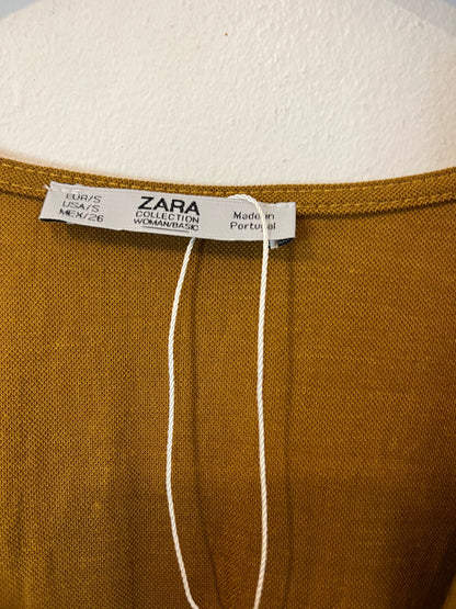 ZARA. Top camel fluido nudos. T S