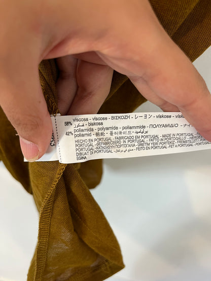 ZARA. Top camel fluido nudos. T S