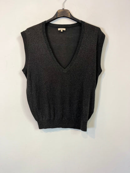 BELLEROSE. Chaleco gris oscuro brillos. T S