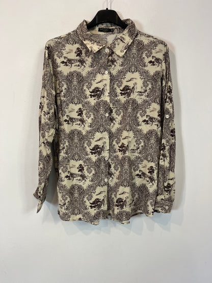 BOTELI. Camisa beige estampado. T 38