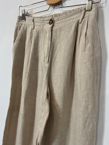 MASSIMO DUTTI. Pantalón beige lino. T 36