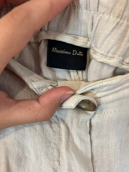 MASSIMO DUTTI. Pantalón beige lino. T 36