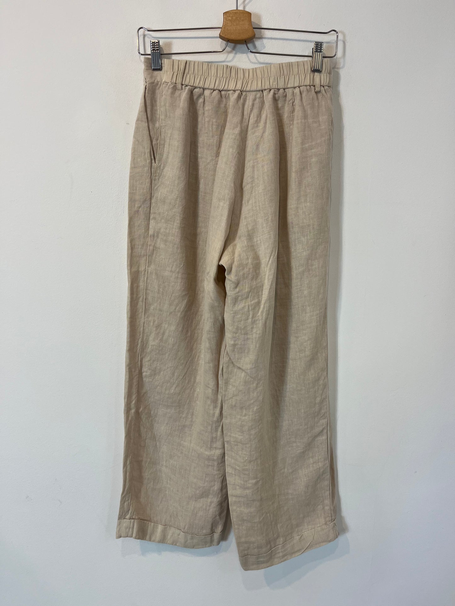 MASSIMO DUTTI. Pantalón beige lino. T 36
