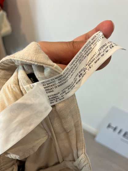 MASSIMO DUTTI. Pantalón beige lino. T 36