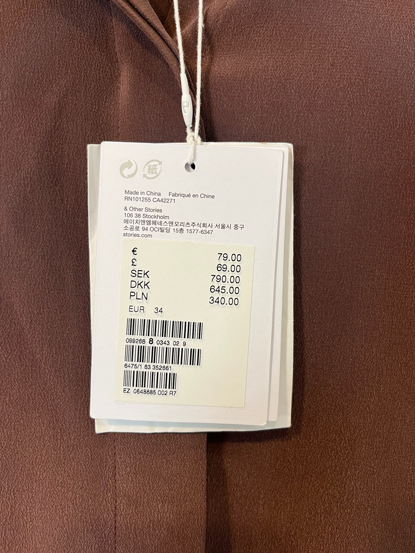&OTHER STORIES. Blusa marrón seda T.34
