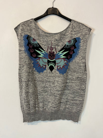 ZADIG&VOLTAIRE. Top gris estampado brillo T.s