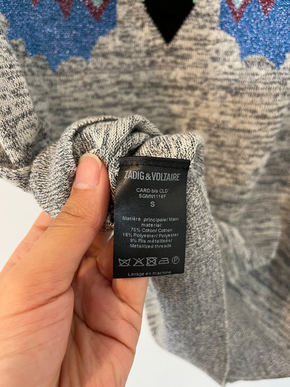 ZADIG&VOLTAIRE. Top gris estampado brillo T.s