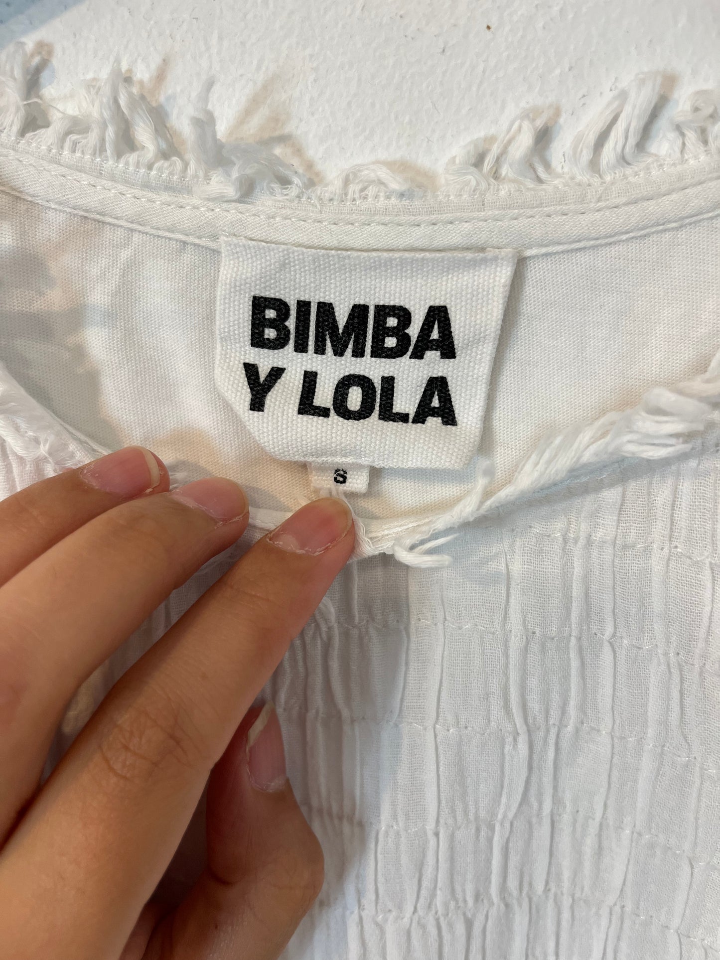 BIMBA Y LOLA. Top blanco fruncido  T.s