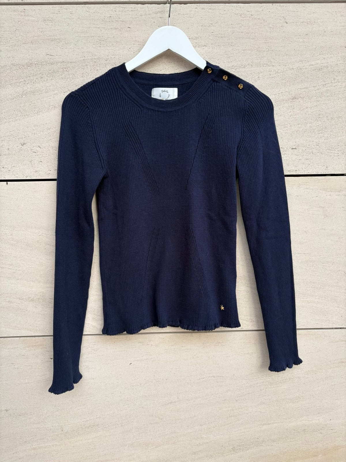 DES PETITS HAUTS . Jersey canalé azul mezcla