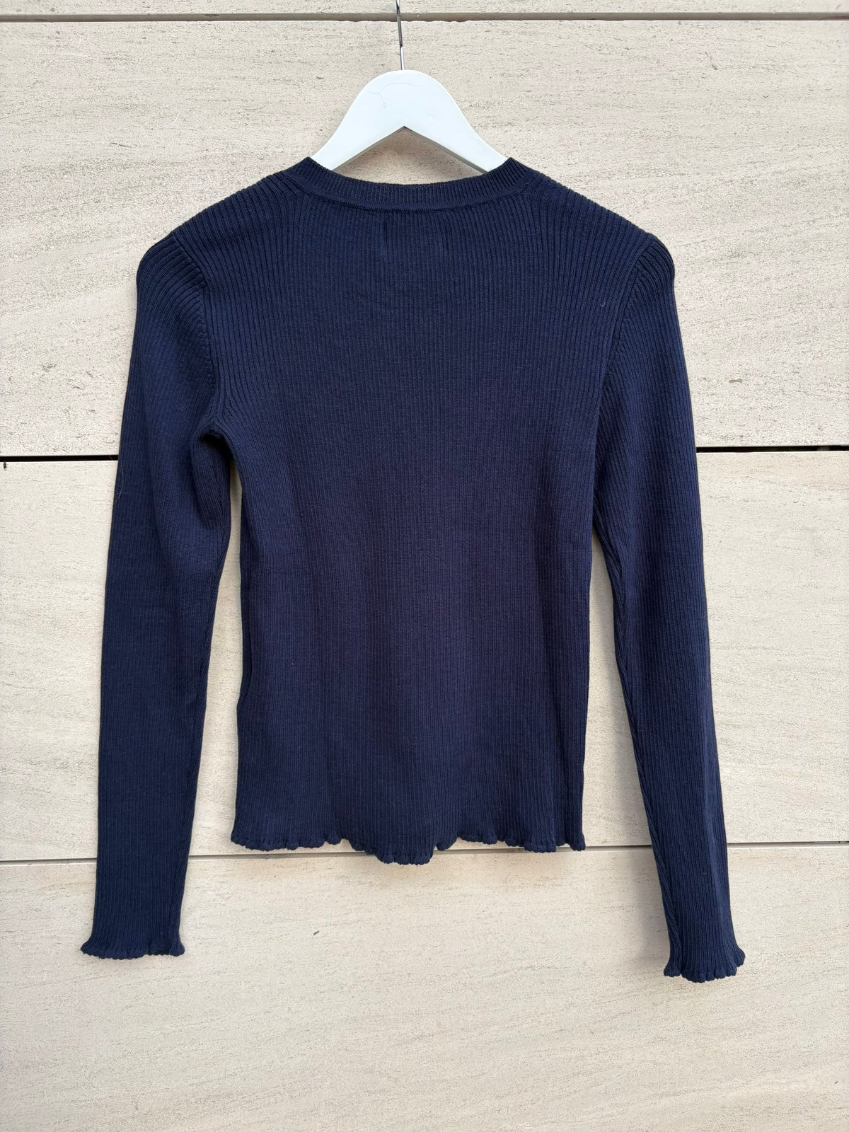 DES PETITS HAUTS . Jersey canalé azul mezcla