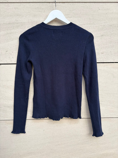 DES PETITS HAUTS . Jersey canalé azul mezcla