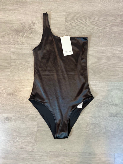 ZARA. Bañador asimétrico gris oscuro. T S