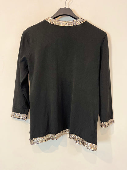 MANGO. Chaqueta punto lentejuelas. T L