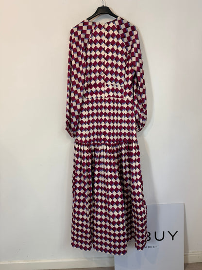 IQ COLLECTION. Vestido largo estampado abstracto