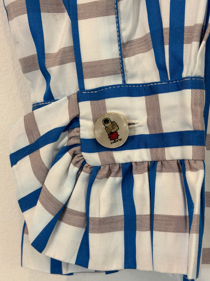 VILAGALLO. Camisa de cuadros azules y beige con detalle puños