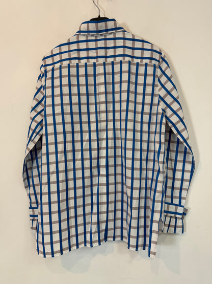VILAGALLO. Camisa de cuadros azules y beige con detalle puños