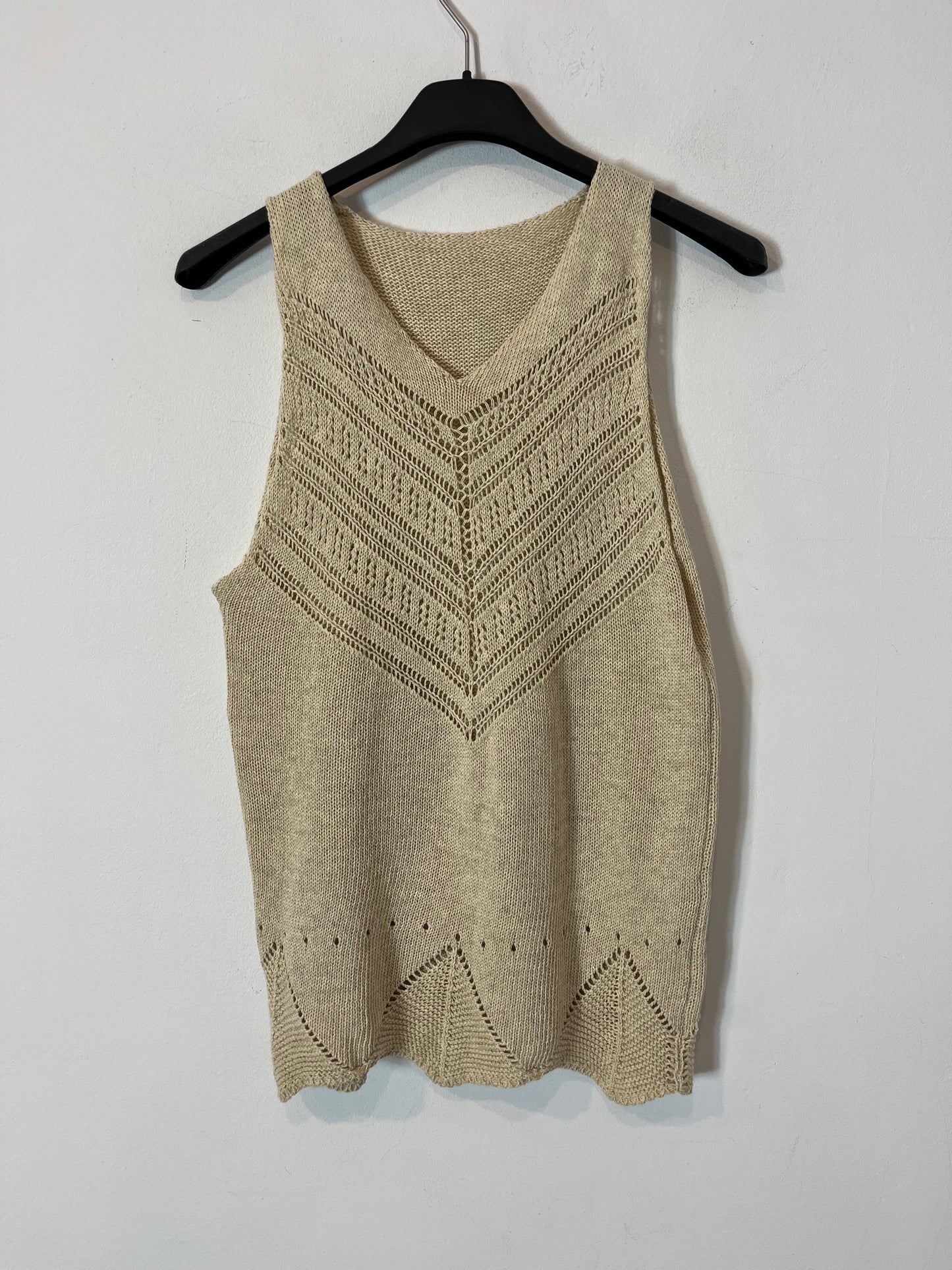 OTRAS. Top beige punto algodón. T S