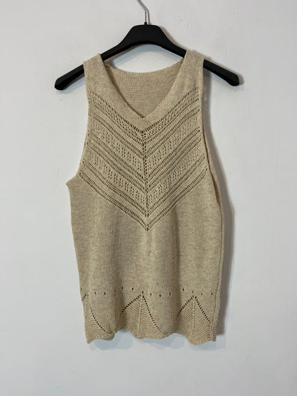 OTRAS. Top beige punto algodón. T S