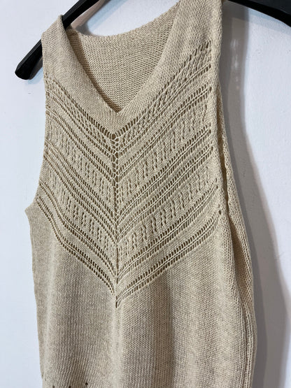 OTRAS. Top beige punto algodón. T S