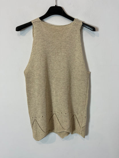 OTRAS. Top beige punto algodón. T S